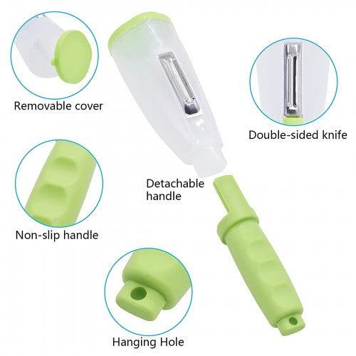 Multifunctional Vegetable Fruit Skin Peeler for Kitchen with Storage Container, Non-Slip Handle (Green) - Toytexx Multifunctional Vegetable Fruit Skin Peeler for Kitchen with Storage Container, Non-Slip Handle (Green) - Toytexx